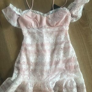 pink and lace dress! Off the shoulder w/straps